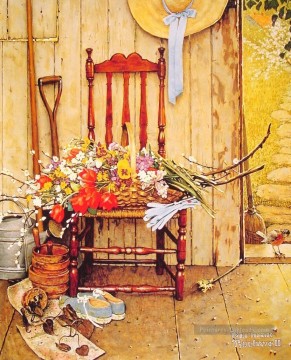 Norman Rockwell Painting - flores de primavera 1969 Norman Rockwell
